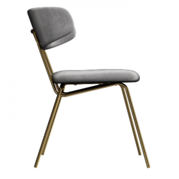 Kylie Modern Slategrey Dining Chair with Gold Legs Set of 2 Kylie Modern Slategrey Dining Chair with Gold Legs Set of 2
