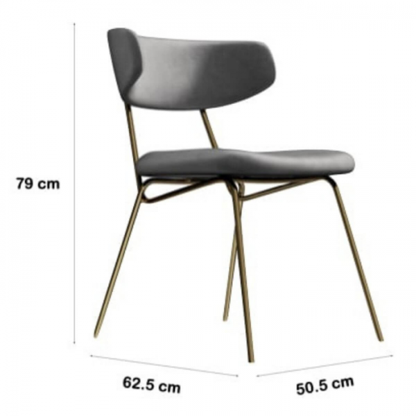 Kylie Modern Slategrey Dining Chair with Gold Legs Set of 2 Kylie Modern Slategrey Dining Chair with Gold Legs Set of 2