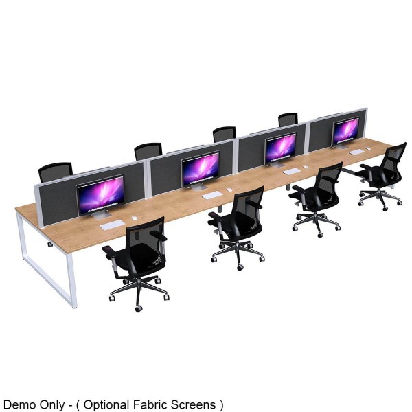 Loop 8 Person Back to Back Office Desk Workstation with Optional Screen Loop 8 Person Back to Back Office Desk Workstation with Optional Screen