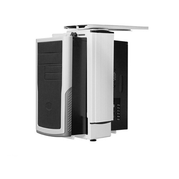 Computer Tower Desktop PC Box CPU Holder Metal Adjustable - White