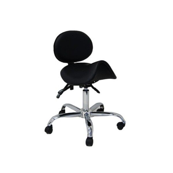 Saddle Stool Seat Gas Lift Chair Full Ergonomic Angle Tilt - with Back Rest