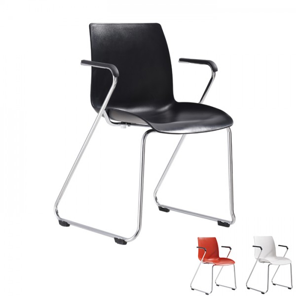 Dona Hospitality Linking Visitor Chair Sled Base + Arms 150KG Weight Rated