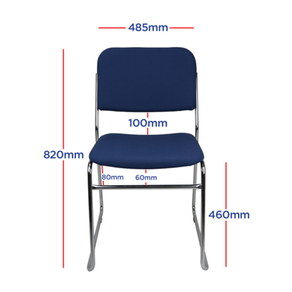 Express Sled Based Stacking Visitor Chair Heavy Duty 165kg Rated Metal Frame