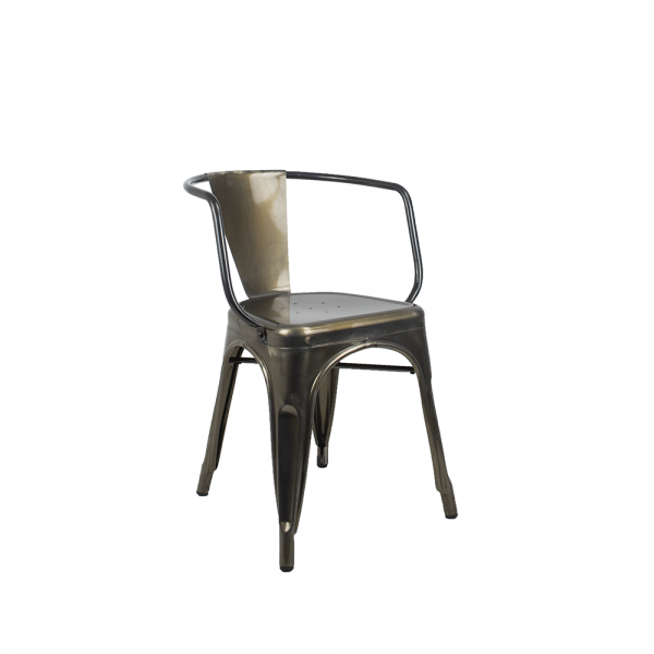 Metal Tolix Reproduction Cafe Visitor Chair with Arms