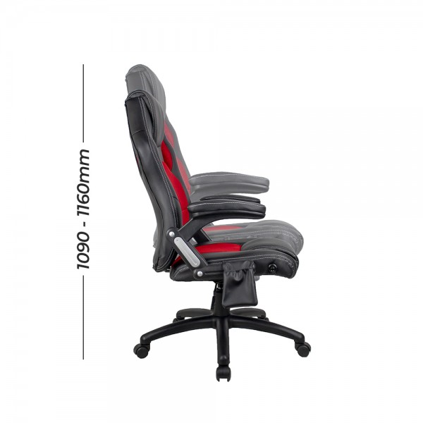 8 Point Massage Chair XR8 Gaming Racing Executive Chairs Red & Black PU + Heating System