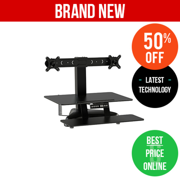 Smart Rise Electric Sit Stand Desk Riser Double Monitor Arm Bracket Smart Rise Electric Sit Stand Desk Riser Double Monitor Arm Bracket