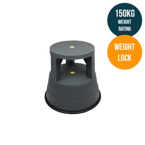 Kick Step Stool Premium Rolling Stand Up Locking Wheels 150kg Weight Capacity - Grey Kick Step Stool Premium Rolling Stand Up Locking Wheels 150kg Weight Capacity - Grey