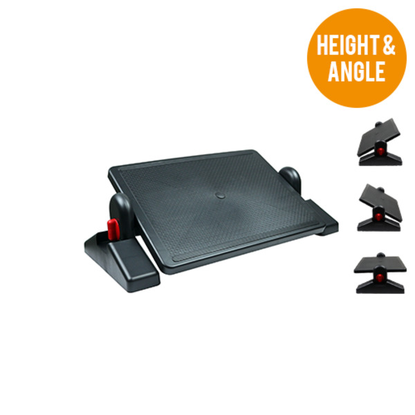 Adjustable Ergonomic Height & Angle Tilt Comfortable Grip Surface Footrest Footstool