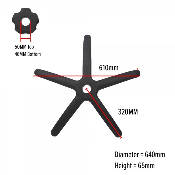 Office Chair Base Replacement Premium Nylon 5 Star Universal Bases