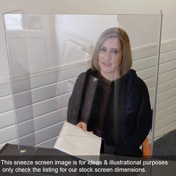 Sneeze & Cough Guard Shield Clear Acrylic Barrier Protection Screens & Stands Included Sneeze & Cough Guard Shield Clear Acrylic Barrier Protection Screens & Stands Included