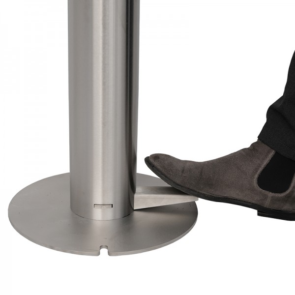 Sterling Stainless Steel Pedal Activated Mountable Hand Sanitiser Bollard 100% Mechanical Zero Touch | Australian Made Sterling Stainless Steel Pedal Activated Mountable Hand Sanitiser Bollard 100% Mechanical Zero Touch | Australian Made