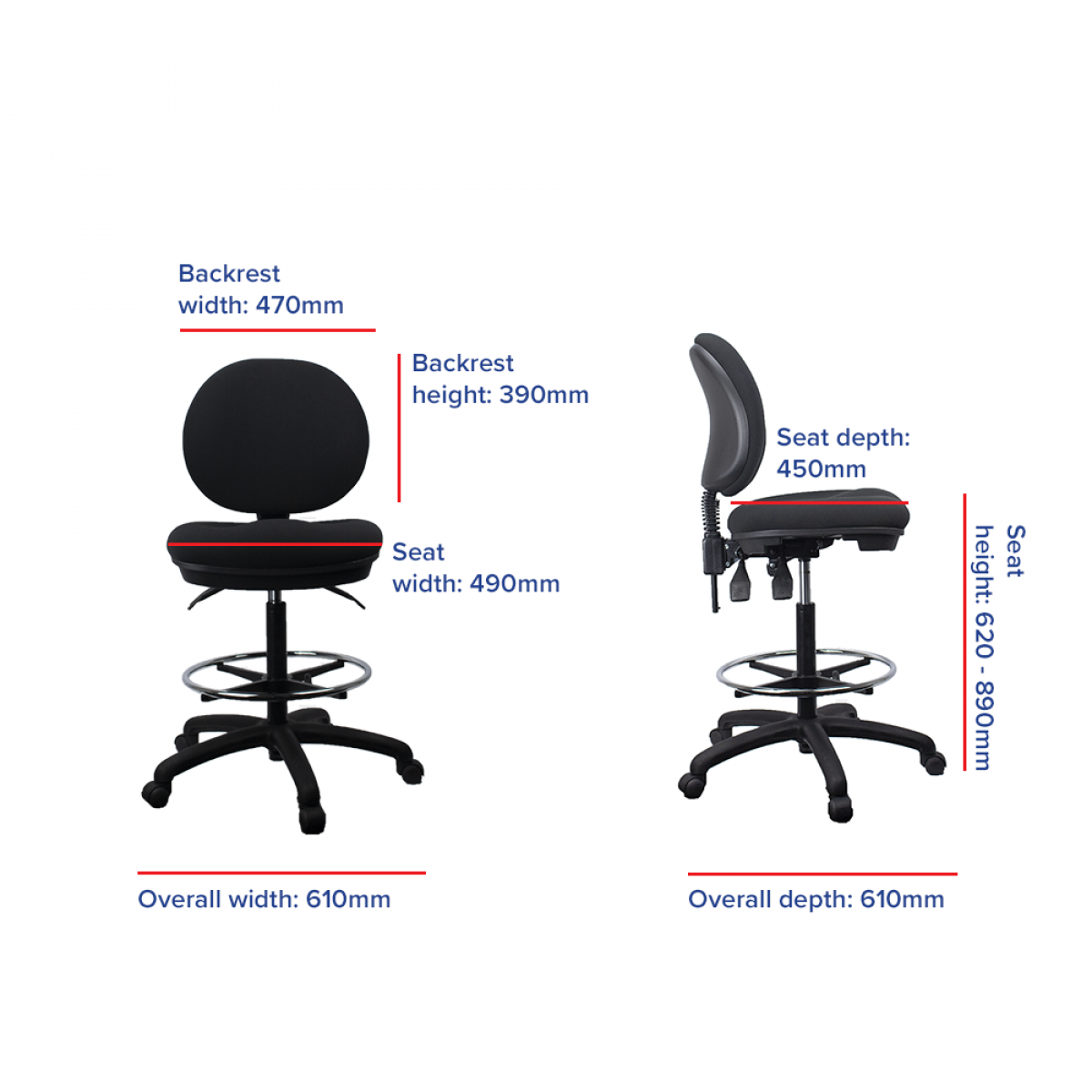 Ergo Bug Express Fully Ergonomic Drafting Chair Office Desk Stool