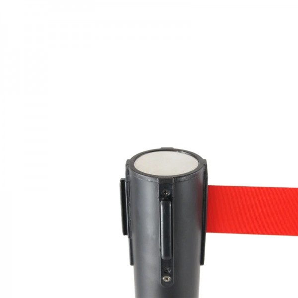 Queue Barrier Pole Retra Crowd Control Black Bollard & Retractable 2m Belt Queue Barrier Pole Retra Crowd Control Black Bollard & Retractable 2m Belt