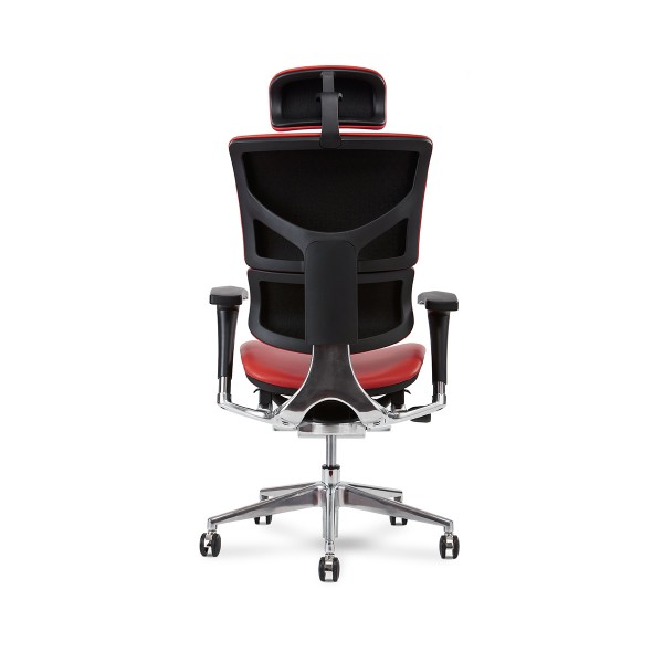 X4 Chair Genuine Premium Leather Executive Ergonomic Office Chair Auto Dynamic Variable Lumbar & Headrest Red