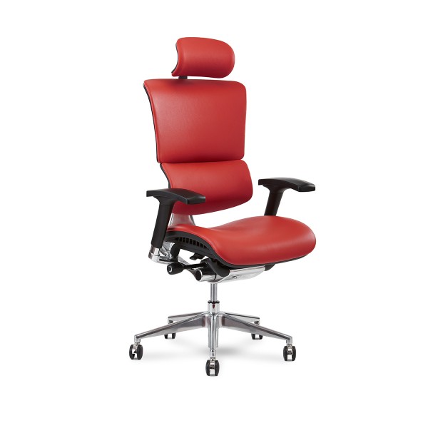 X4 Chair Genuine Premium Leather Executive Ergonomic Office Chair Auto Dynamic Variable Lumbar & Headrest Red X4 Chair Genuine Premium Leather Executive Ergonomic Office Chair Auto Dynamic Variable Lumbar & Headrest Red