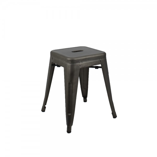 Metal Tolix Reproduction Distressed Stacking Stools | Bar & Bench & Table Sitting Height | Gunmetal Colour