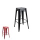 Metal Tolix Reproduction Stacking Stools | Bar Height | Black & Red Colour Metal Tolix Reproduction Stacking Stools | Bar Height | Black & Red Colour