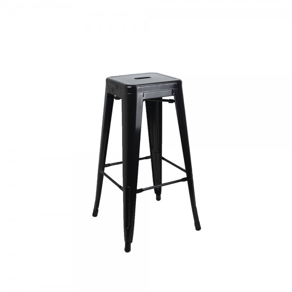 Metal Tolix Reproduction Stacking Stools | Bar Height | Black & Red Colour Metal Tolix Reproduction Stacking Stools | Bar Height | Black & Red Colour