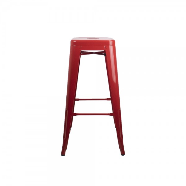 Metal Tolix Reproduction Stacking Stools | Bar Height | Black & Red Colour Metal Tolix Reproduction Stacking Stools | Bar Height | Black & Red Colour