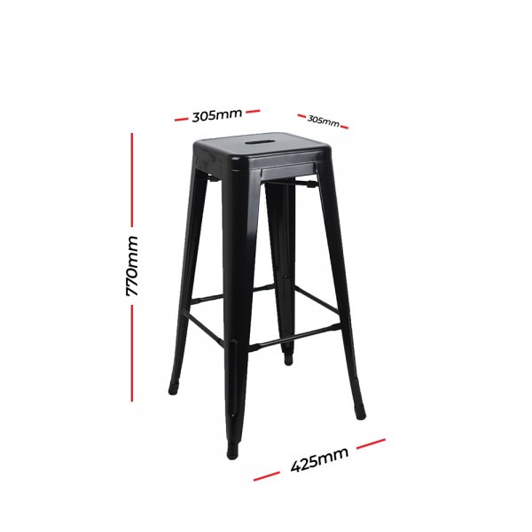 Metal Tolix Reproduction Stacking Stools | Bar Height | Black & Red Colour Metal Tolix Reproduction Stacking Stools | Bar Height | Black & Red Colour