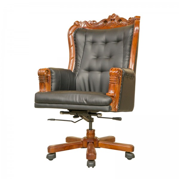 High Back Timber Executive Office Chair, Real Leather Office Chair Australia