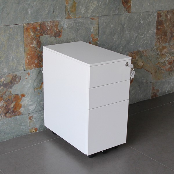 Evolve Slimline Mobile Metal 3 Drawer Pedestal Filing Cabinet Evolve Slimline Mobile Metal 3 Drawer Pedestal Filing Cabinet
