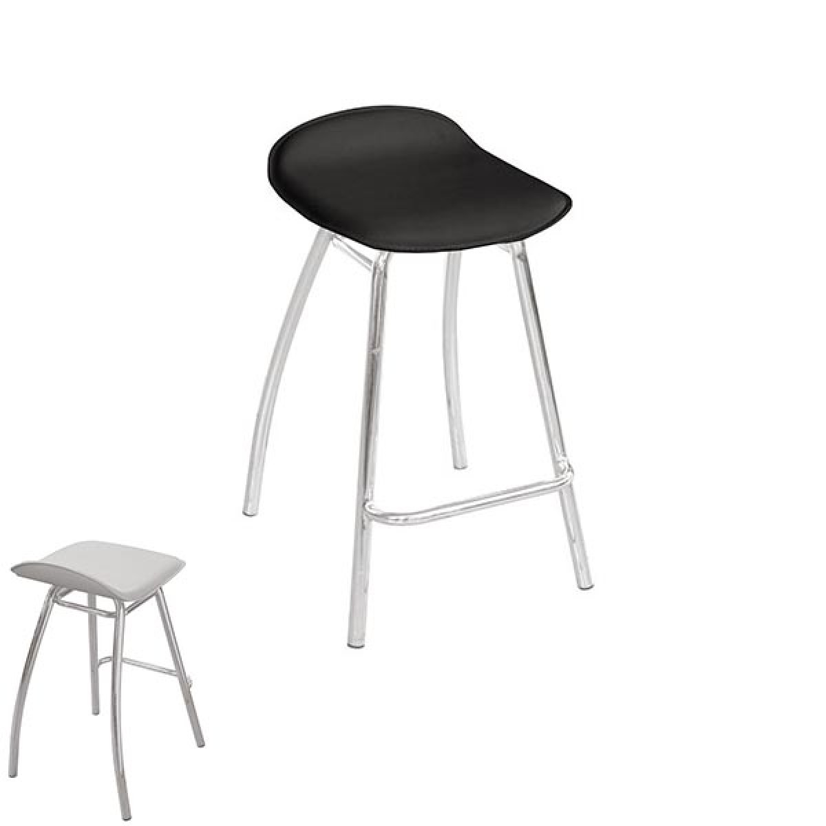 Sydney Bar Stool PU Seat Chrome Frame Low Sitting Stools