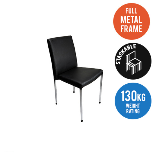 Berwick Cafe Restaurant Club Dining Visitor Chair Padded Vinyl Upholstery Chrome Frame *Adelaide Warehouse Clearance - Collection Only*