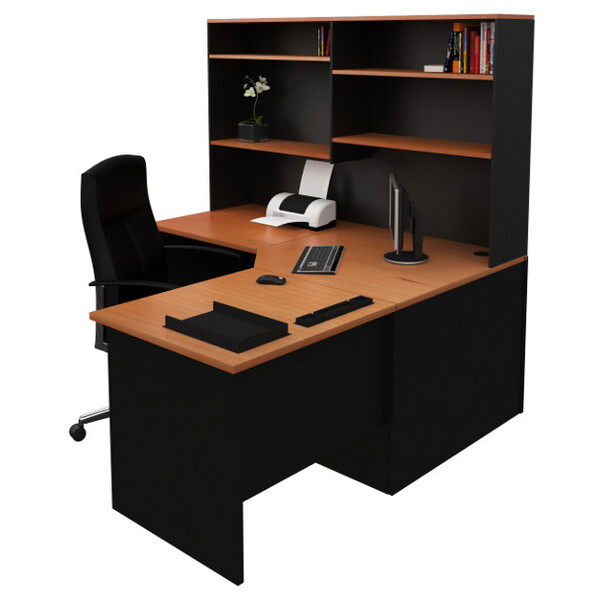 Origo Corner Office Desk Workstation with Hutch Storage Shelf Home Study