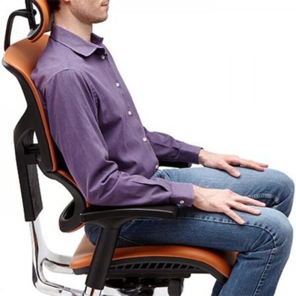 X4 Chair Genuine Black Leather Executive Ergonomic Office Chair Auto Dynamic Variable Lumbar