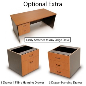 straight office desk with drawers