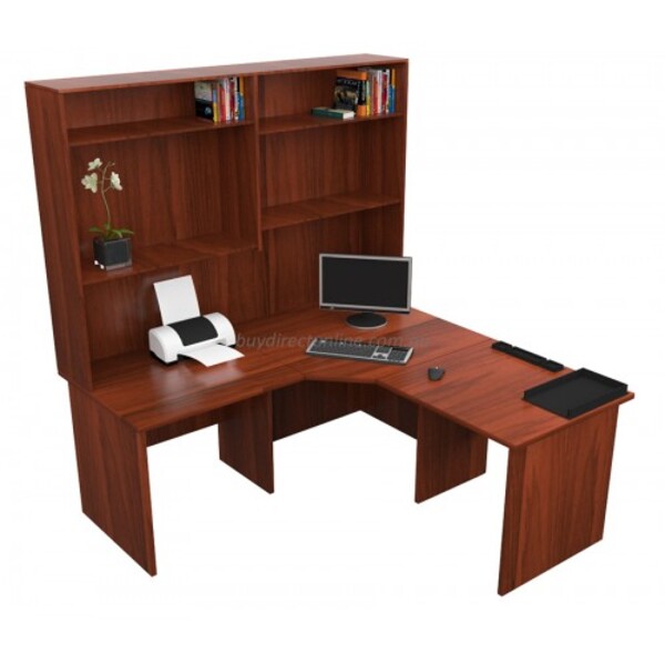 Origo Corner Workstation Office Desk with Hutch - Dark Cherry - 1500 x 1500mm