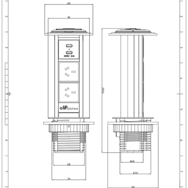V5 Waterproof Pop Up Power Outlet Overload Protector