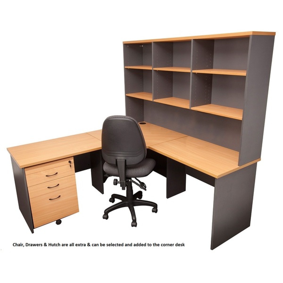Fast Corner Office Workstation Desk 1500 x 1500 x 600 + Optional