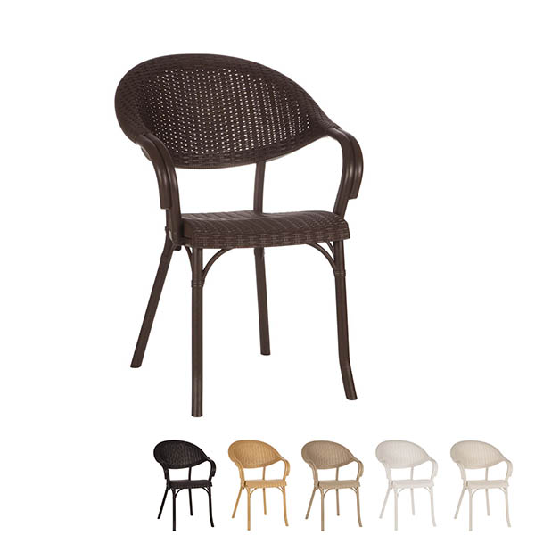 Flash-R Wicker Cafe Chair Stacking Visitor Office Restaurant Indoor / Outdoor Armchair
