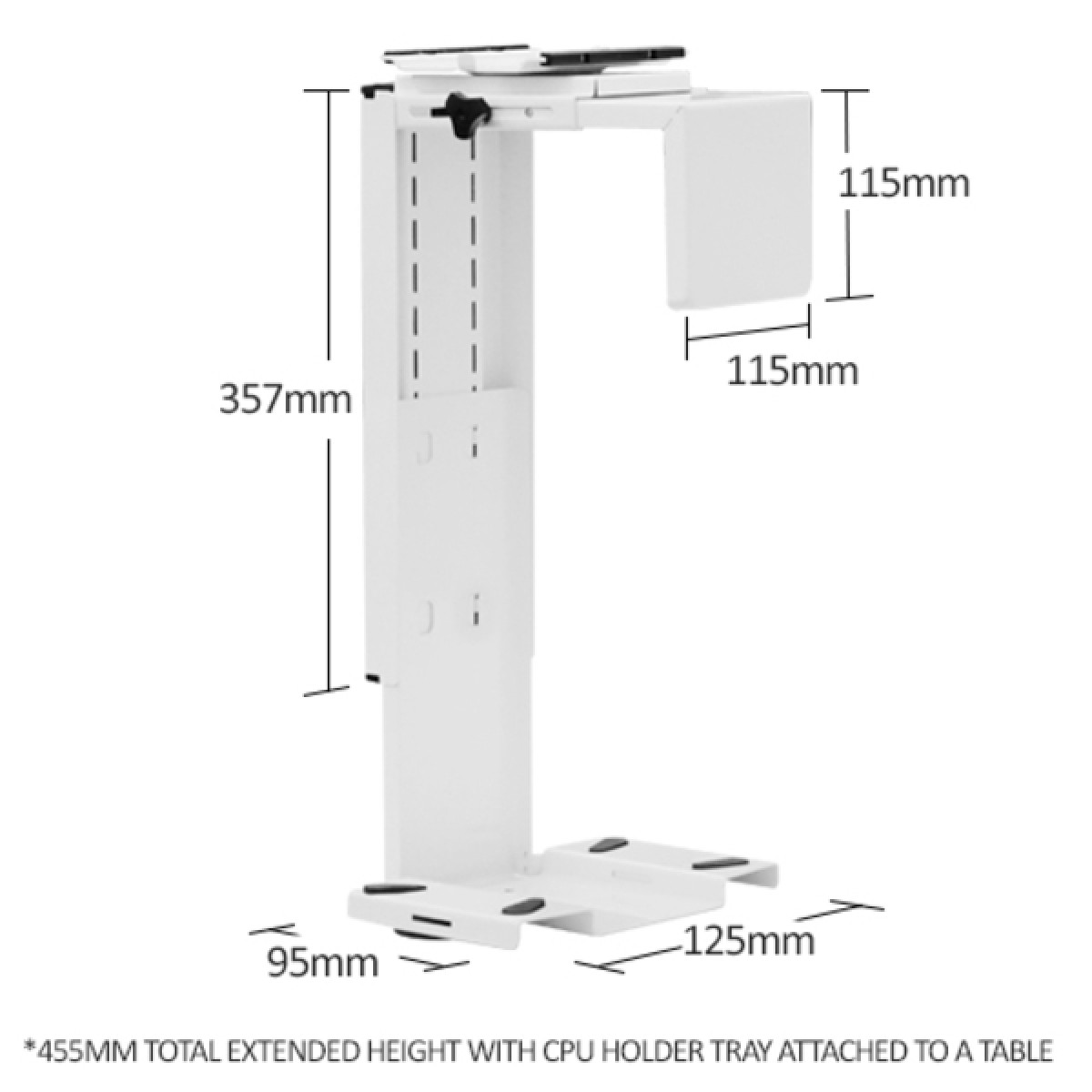 Computer Tower Desktop PC Box CPU Holder Metal Adjustable - White