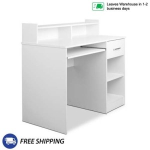 white desk with tower storage