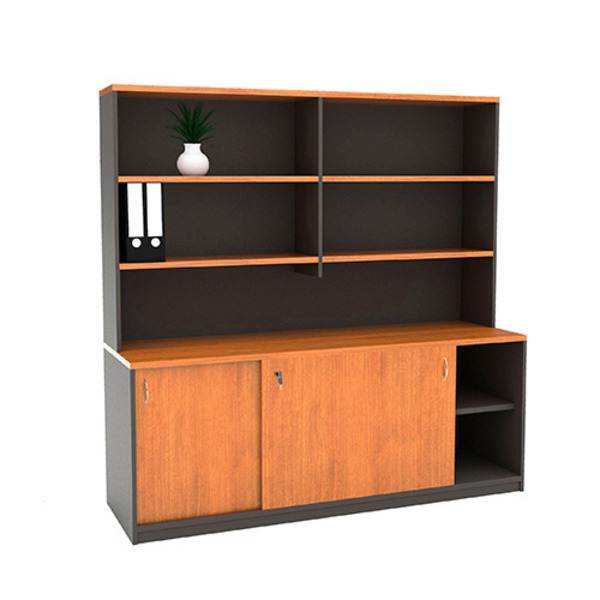 Origo Sliding Door Credenza with Hutch Storage Shelving Origo Sliding Door Credenza with Hutch Storage Shelving