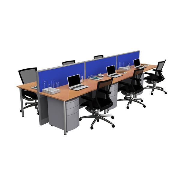 System 30 6 Desk Raceway Office Workstations with Screens System 30 6 Desk Raceway Office Workstations with Screens