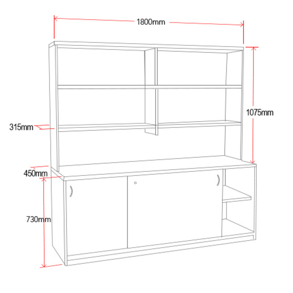 Origo Sliding Door Credenza with Hutch Storage Shelving Origo Sliding Door Credenza with Hutch Storage Shelving