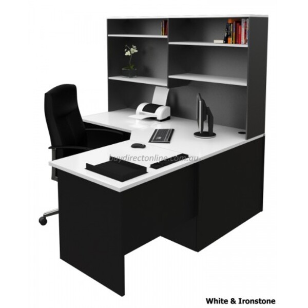 Origo Desk Corner Workstation  - White & Ironstone