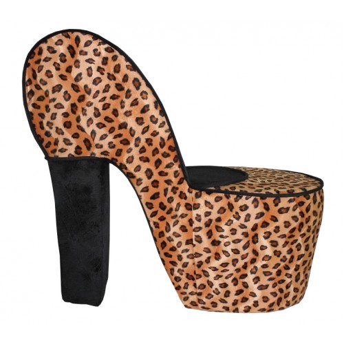 Shoe Shaped Chair Stiletto High Heels Tiger, Leopard, Zebra & Red