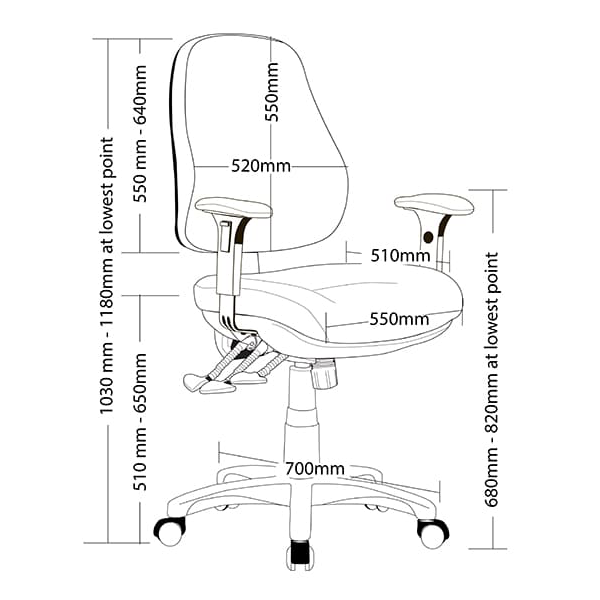 Newton Posture Care Ergonomic Office Chair Optional Arms