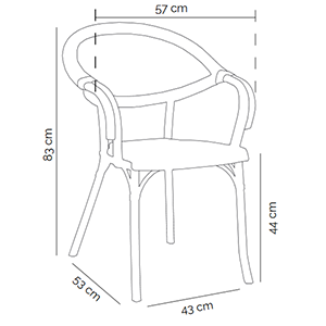 Flash-R Wicker Cafe Chair Dimensions