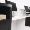 Forge Reception Counter Desk Hob Caesar Stone and Teak Timber