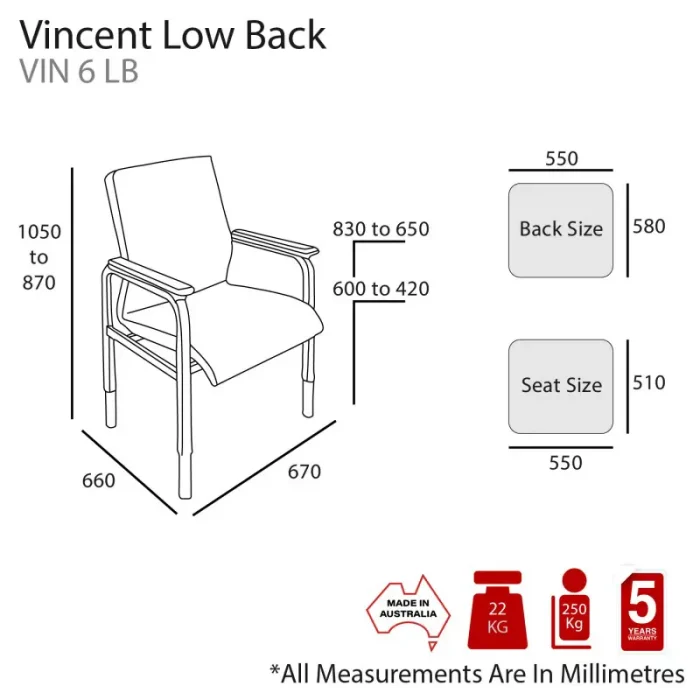 Vincenzo Bariatric Chair Healthcare Seating 250kg Rated – Low Back 600x600