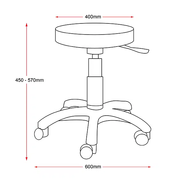 DS Desk Stool Gas Lift Padded Seat-dimensions