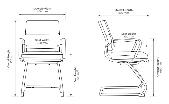 Metro Cantilever Guest Chair-Dimensions