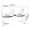 Maxi Upholstered Beam Seating-2 seater with Dimension