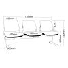 Maxi Upholstered Beam Seating-3 seater with Dimension